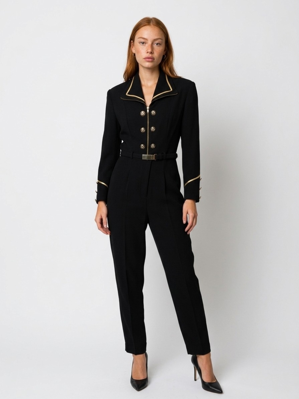 Vintage Farouche by Lori Weidner Military Inspired Jumpsuit Made In Canada